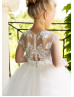 Ivory Lace Glitter Tulle Flower Girl Dress With Removable Train